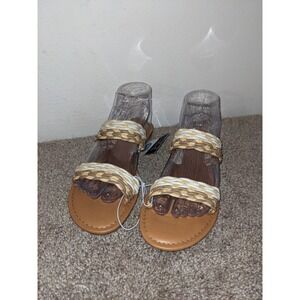 Universal Thread Woven Strap Sandals - Tan Beige‎ Slides - Size 7.5 NEW
